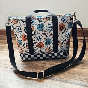 NEW Skulls + Bats Checkerboard Tote Purse Handbag Shoulder Crossbody Carry All